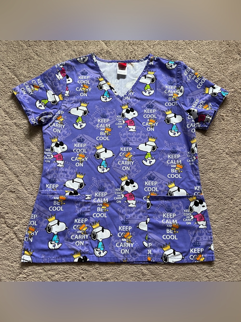 Peanuts Snoopy Scrub Top Medical Nurse Healthcare Utility Nursing Retro Sz S